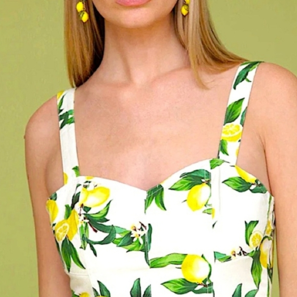 Avec Les Filles Lemon Fit N Flare Skater Rockabilly Midi Dress Size 10 New - Picture 13 of 16